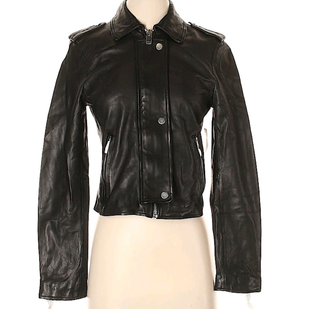 🍁Black leather gap jacket🍁